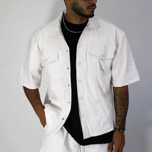 CROCO CREAM TOP  לבן