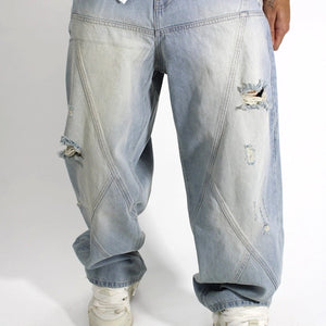 CROSSCUT BAGGY JEANS תכלת