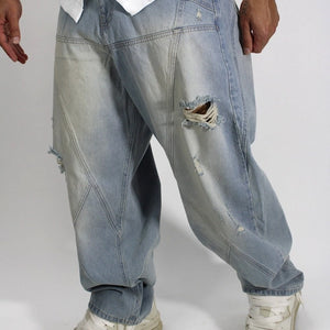 CROSSCUT BAGGY JEANS תכלת