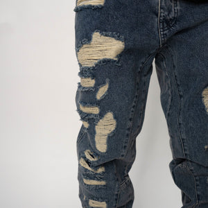 SHREDDED EDGE JEANS כחול