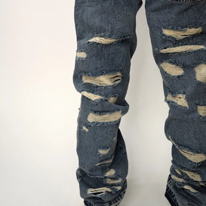 SHREDDED EDGE JEANS כחול