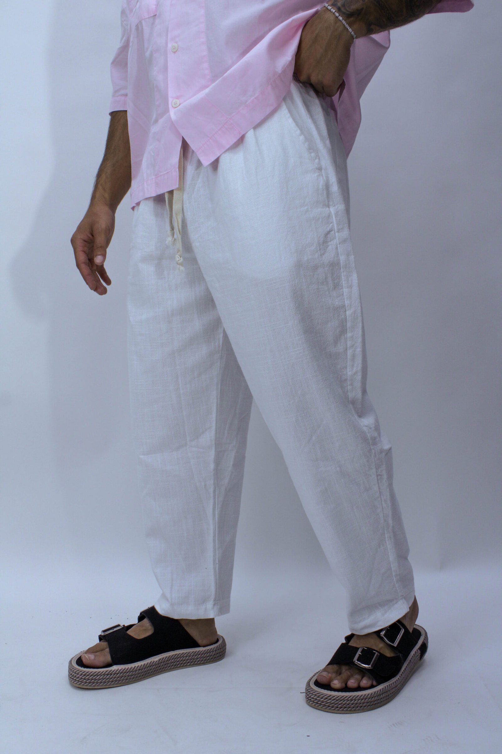 white linen pants