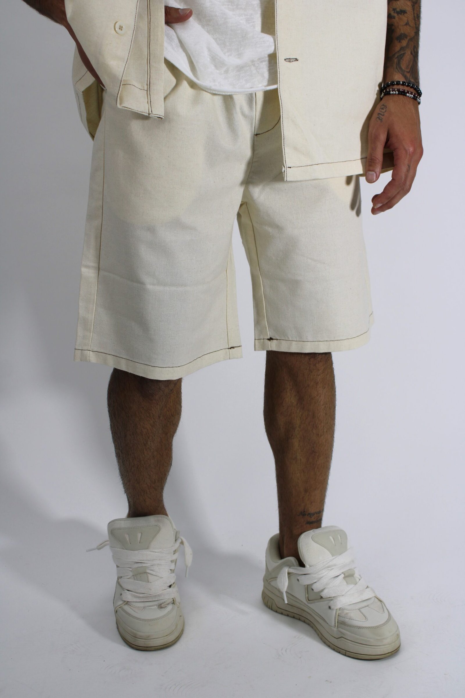 CANVAS CREAM SHORTS