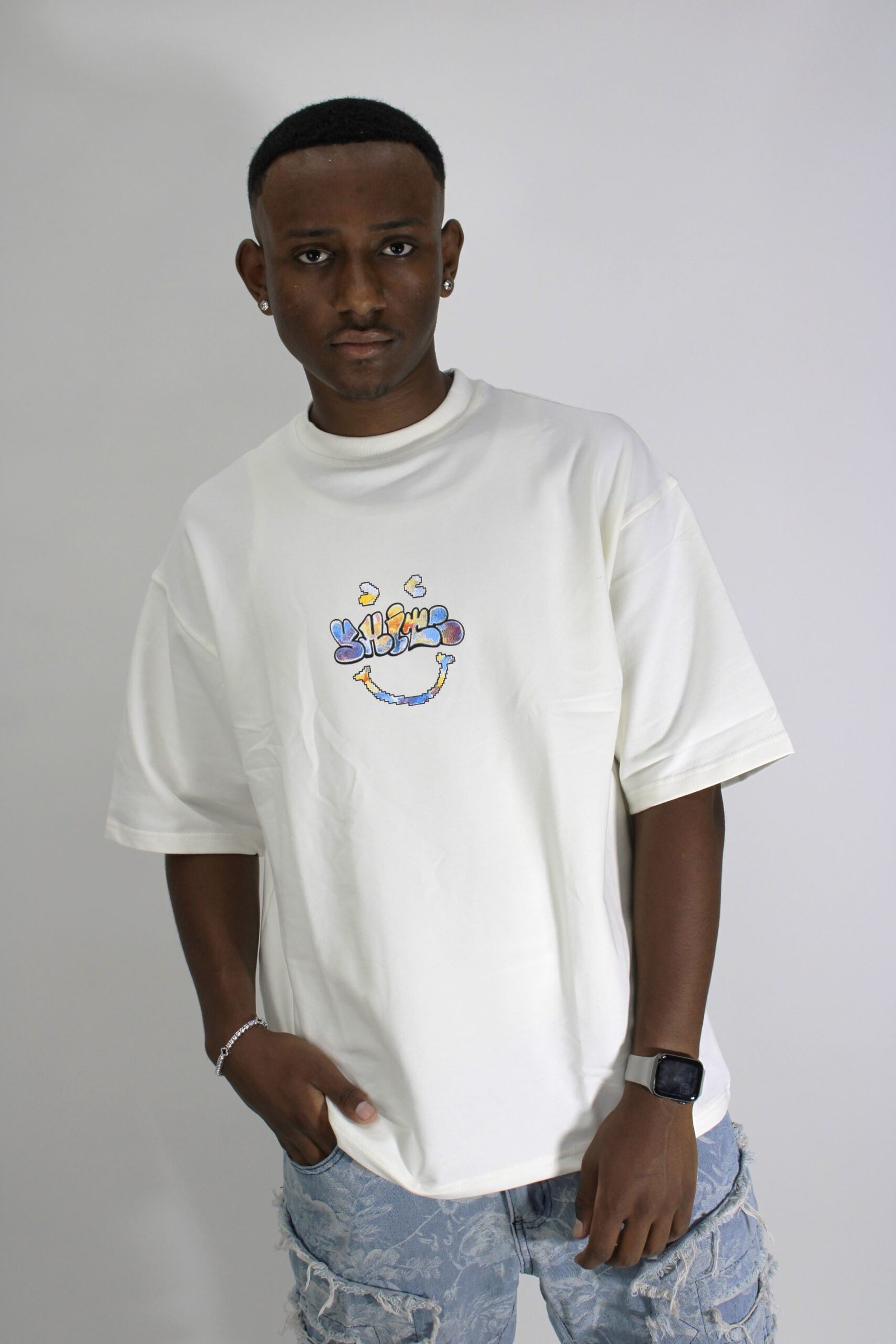 glitchy smile oversize t