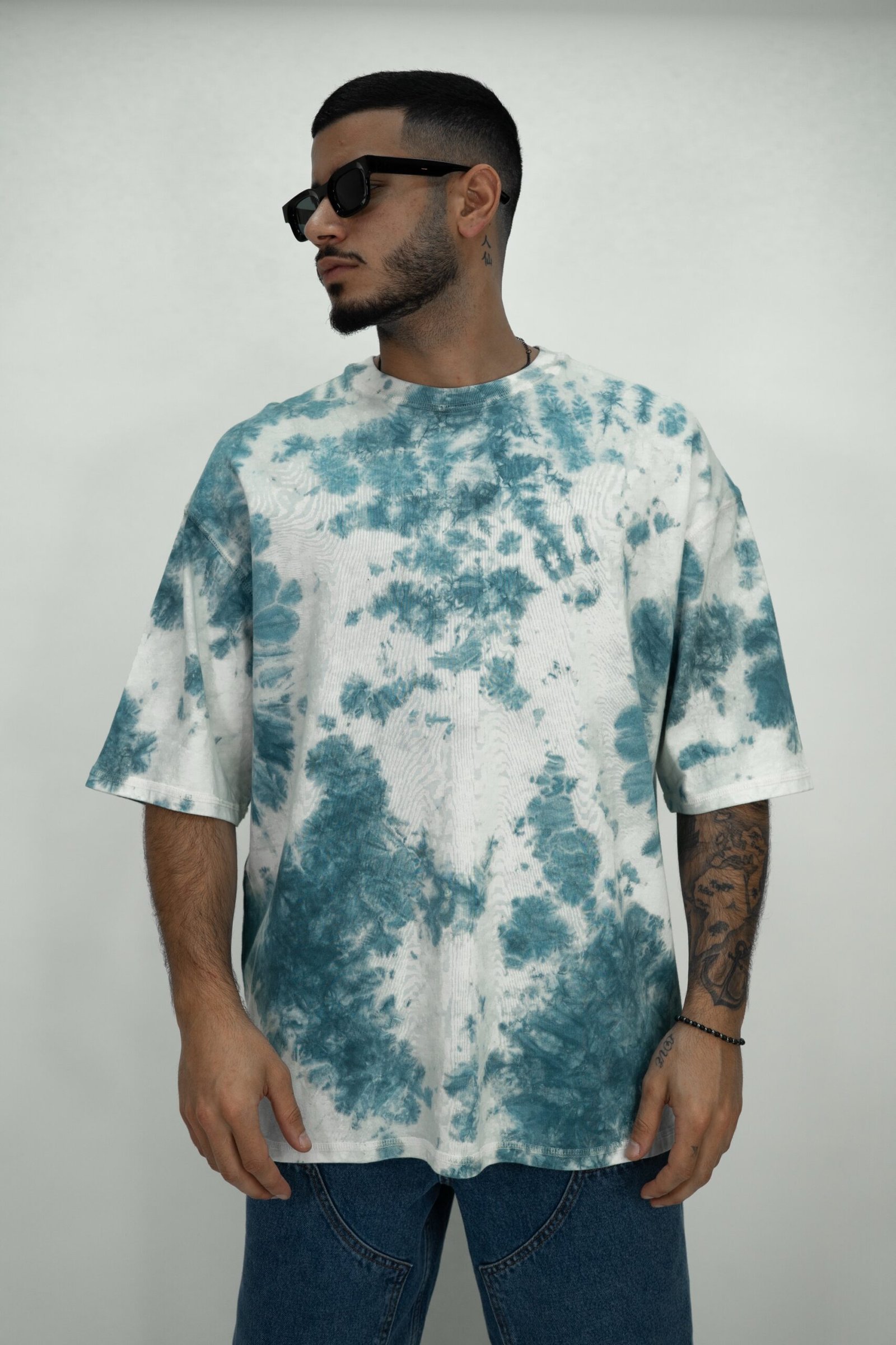 dusty sage blue and white