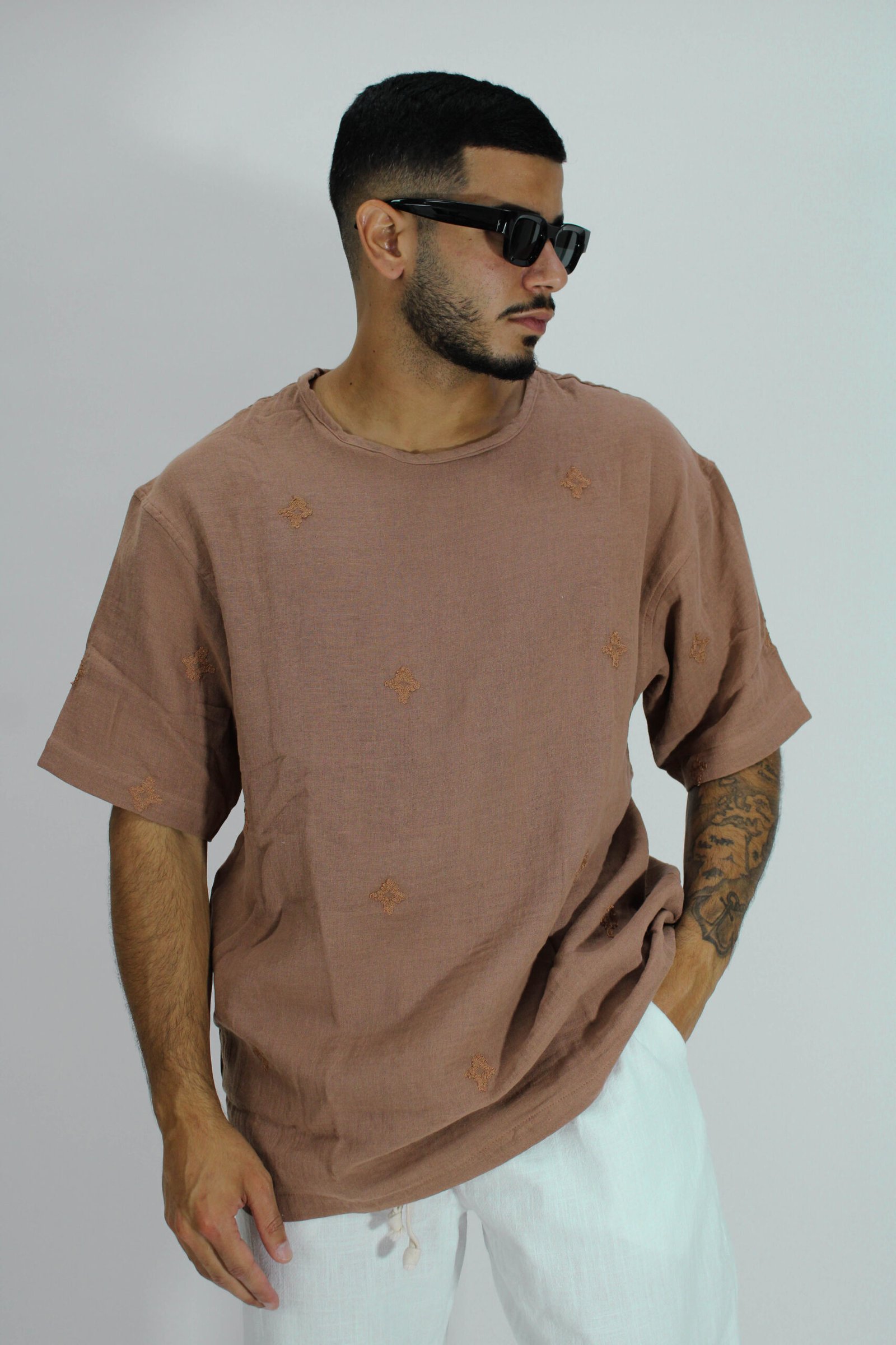 linen shapes oversize t brown